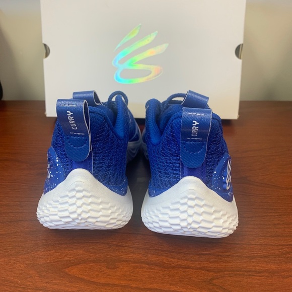 Unisex Steph Curry Flow 10 Under Armor team basketball shoes Blue With White Trm - Picture 3 of 12